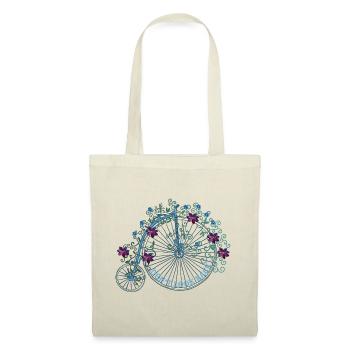 Don't Look Back 🌸 Retro Fahrrad Blumen Spruch - Stoffbeutel - Natur - Vorne