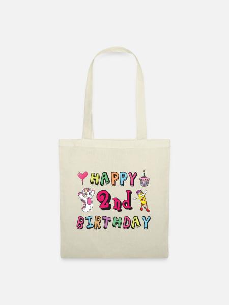 Alles Gute zum 2. Geburtstag. 2 Jahre Kindergeburt - Stoffbeutel - Natur