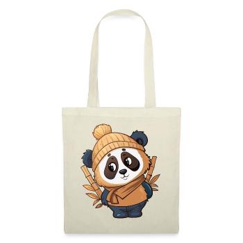 Niedlicher Panda mit Schal und Pudelmütze. - Stoffbeutel - Natur - Vorne