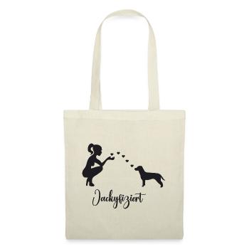 Jack Russell Terrier mit Frau - Stoffbeutel - Natur - Vorne
