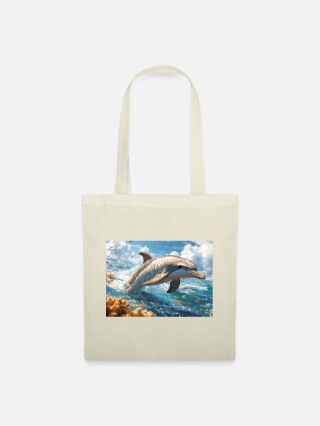 Springender Delfin Tümmler Meeressäuger - Stoffbeutel - Natur