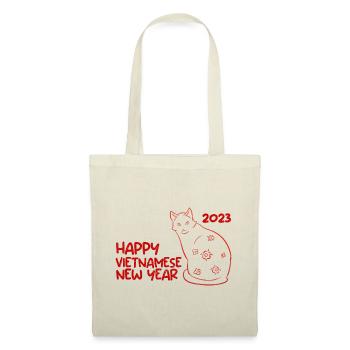Chat du Nouvel An vietnamien 2023 I Cadeau - Sac en tissu - nature - Devant