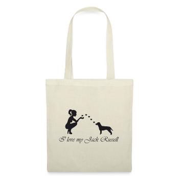 Jack Russell Terrier mit Frau - Stoffbeutel - Natur - Vorne