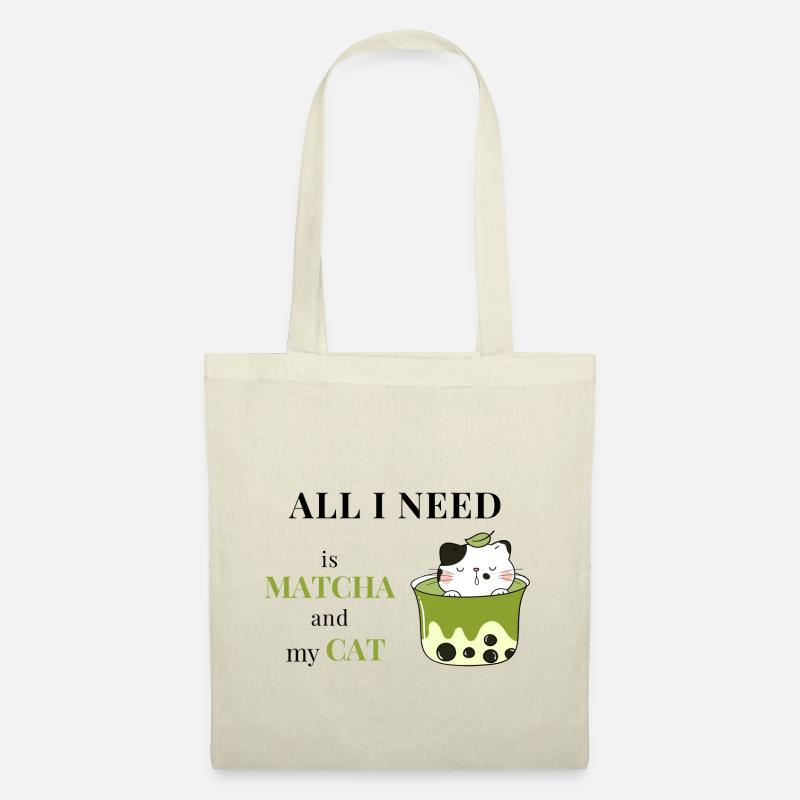 All I need is Matcha and my cat - Stoffbeutel - Natur