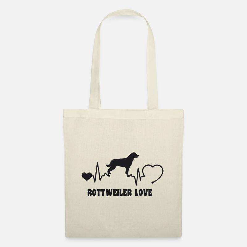 Rottweiler mit Herzschlag - Stoffbeutel - Natur