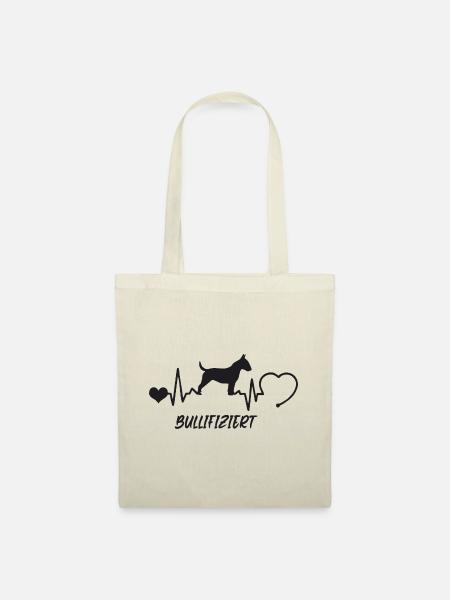 Bullterrier mit Herzschlag - Stoffbeutel - Natur