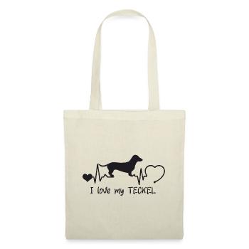 Dackel mit Herzschlag - Stoffbeutel - Natur - Vorne