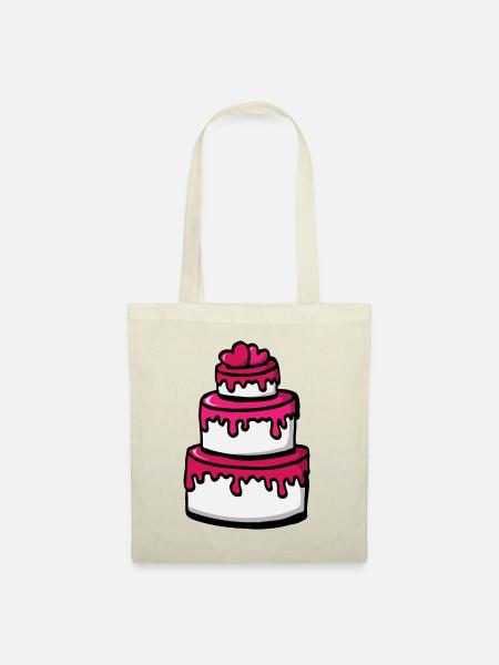 Hochzeitstorte Pink Geschenkidee - Herzen - Stoffbeutel - Natur