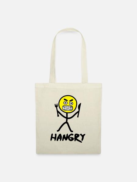 Hungriges Emoji Strichmännchen - Stoffbeutel - Natur