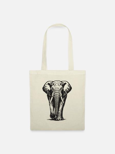 Elefant - Großwild, Stoßzahn, Elfenbein - Stoffbeutel - Natur