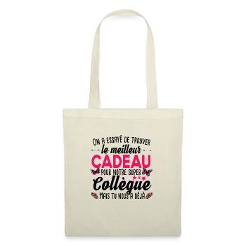 Collègue Retraite Femme T-shirt Mug Cadeau - Sac en tissu - nature - Devant