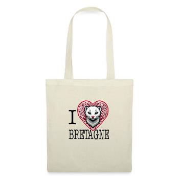 Ich liebe Bretagne Tribal Celtic Hermelin - Stoffbeutel - Natur - Vorne