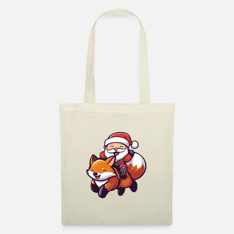 Fuchs Weihnachtsmann - Stoffbeutel - Natur