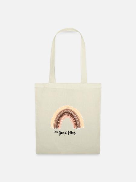 Only Good Vibes. Rainbow Geschenk Boho T-Shirt - Stoffbeutel - Natur