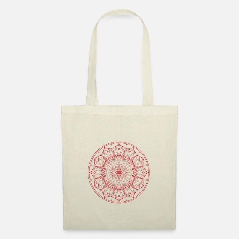 Mandala Design in rot - Stoffbeutel - Natur