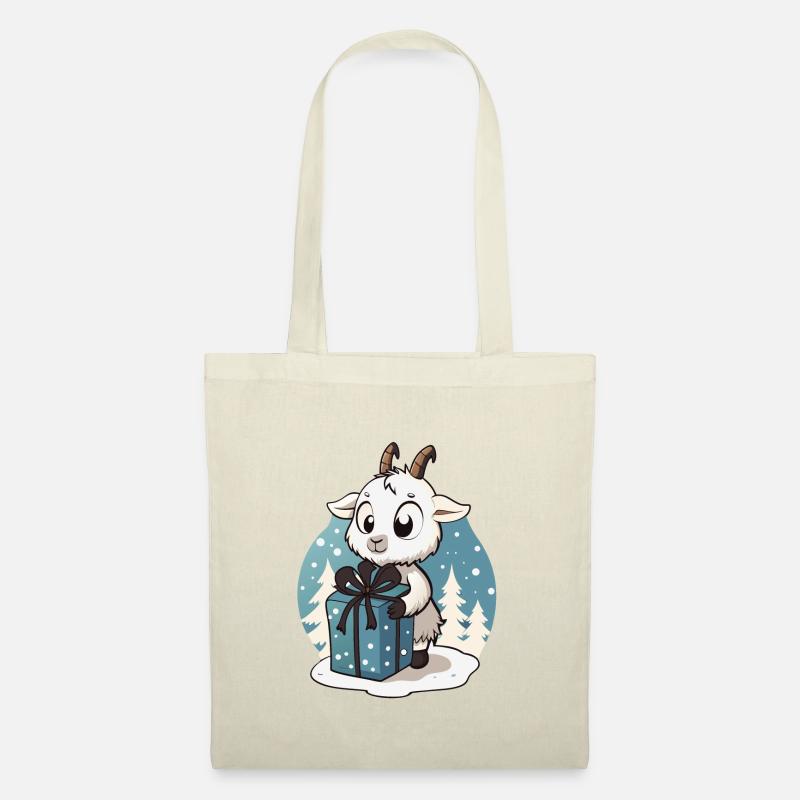 Cute goat unwrapping gift - Tote Bag - nature