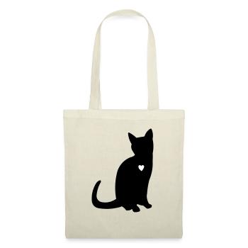 CHAT AUDITIF AVEC COEUR - Sac en tissu - nature - Devant
