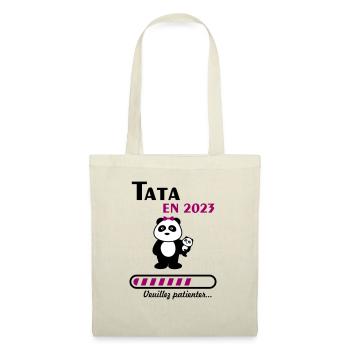Tata en 2023, futur tante, annonce grossesse, bébé - Sac en tissu - nature - Devant