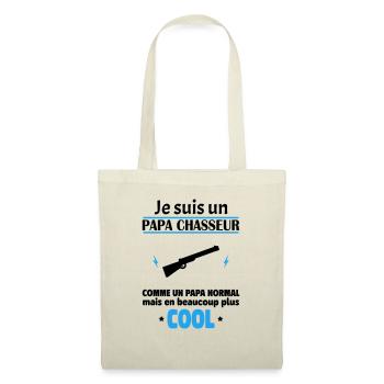 Je suis un papa chasseur, fête des pères, noël - Sac en tissu - nature - Devant