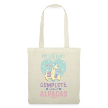 My Life Isn´t Complete Without Alpacas - Stoffbeutel - Natur - Vorne