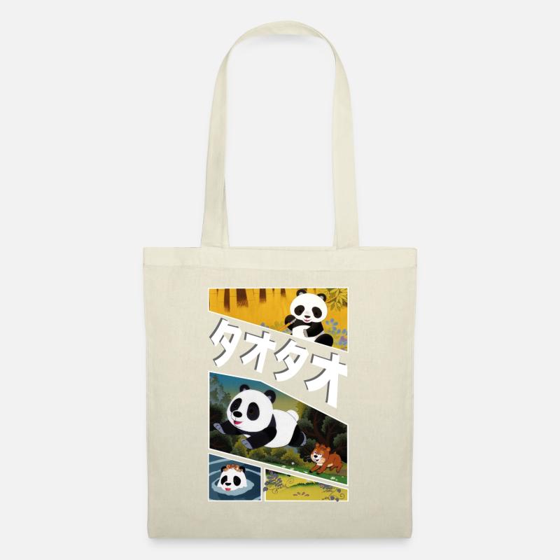 Tao Tao Panda Split Screen Japanese Text - Tote Bag - nature
