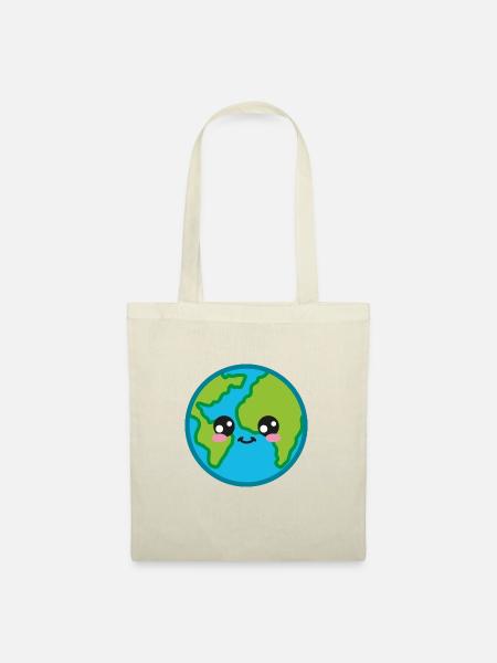 Welt Kawaii Süß - Stoffbeutel - Natur