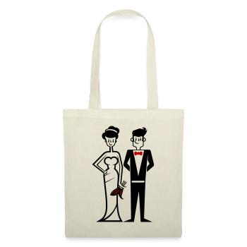Mariage, Couple, Mariée, Marié - Sac en tissu - nature - Devant