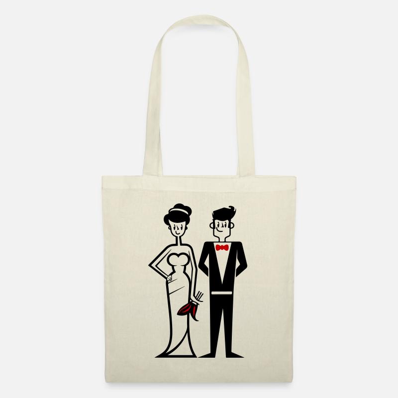 Hochzeit Ehepaar Braut Bräutigam - Stoffbeutel - Natur