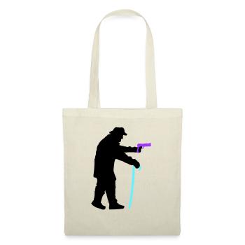 Grandpa robber silhouette with walking stick and gun - Tote Bag - nature - Front
