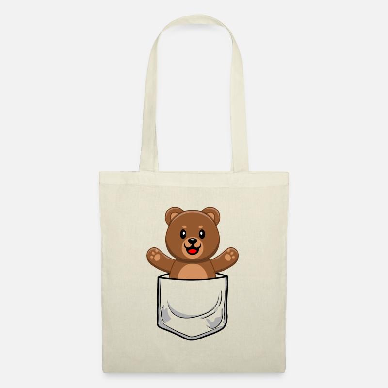 Bär Brusttasche Braunbär Teddybär - Stoffbeutel - Natur