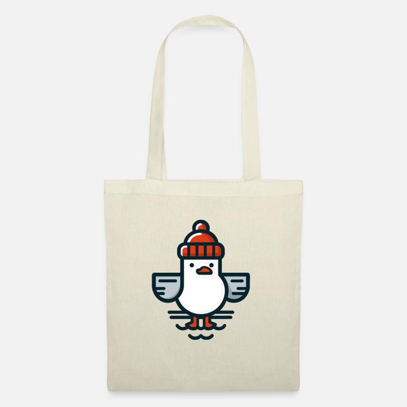 Nordsee Moin Möwe mit Beanie Mütze T-Shirt - Stoffbeutel - Natur