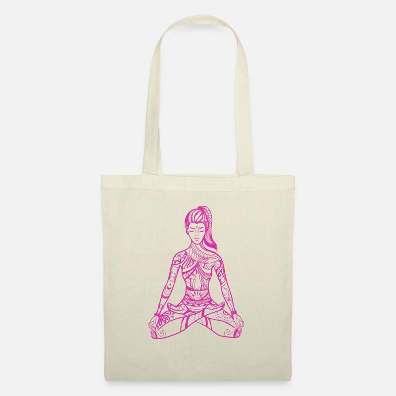 01 Yoga Padmasana oder Lotusblüte | Zeichnen von Strichen - Stoffbeutel - Natur