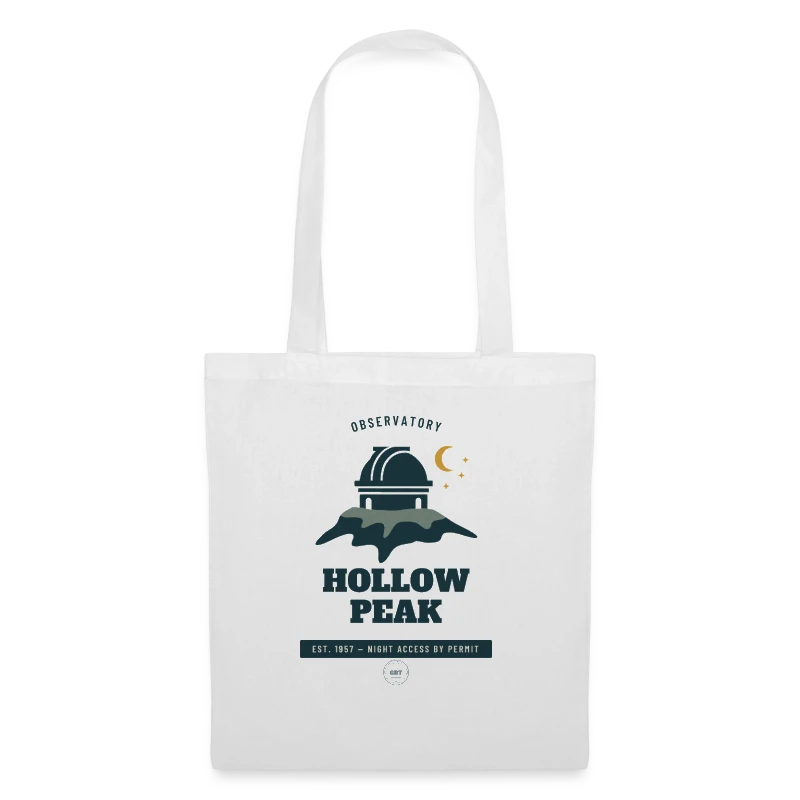 Hollow Peak badge on a tote bag