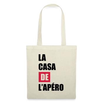 La casa de l'apéro, cadeau apéro, humour, alcool - Sac en tissu - nature - Devant