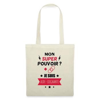 super pouvoir aide-soignante,cadeau aide soignante - Sac en tissu - nature - Devant