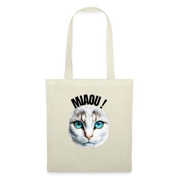 Miaou ! Le chat aux yeux bleus - Sac en tissu - nature - Devant