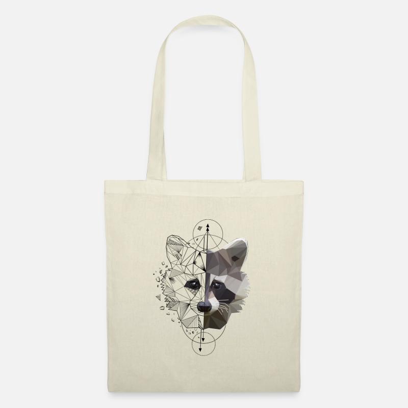 Low Poly Art Waschbär Racoon Cooles Polygon Tattoo - Stoffbeutel - Natur