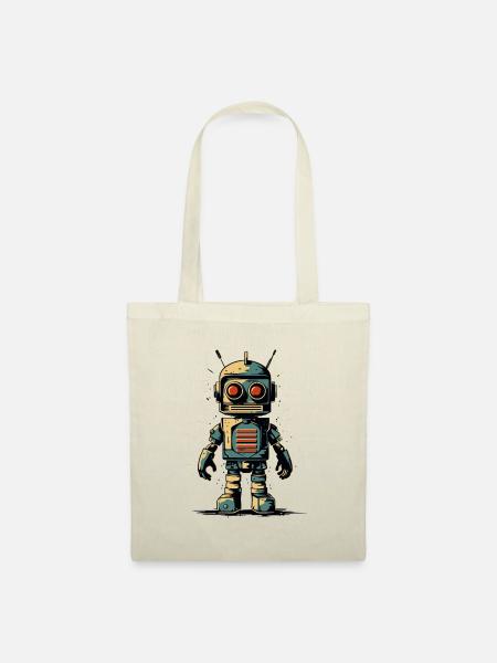 Retro-Stil Roboter - Stoffbeutel - Natur
