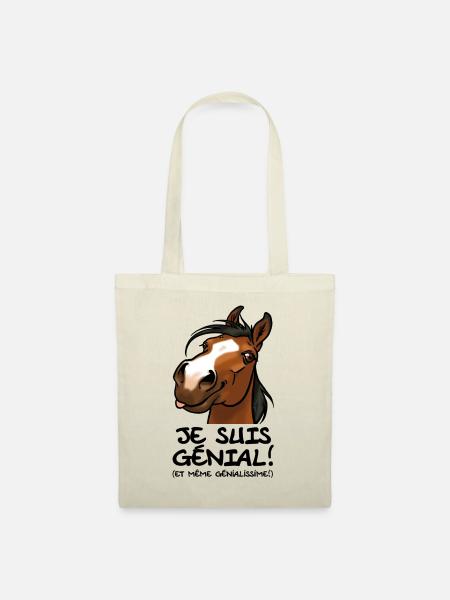 Pferd "I'm awesome" (schwarzer Text) - Stoffbeutel - Natur
