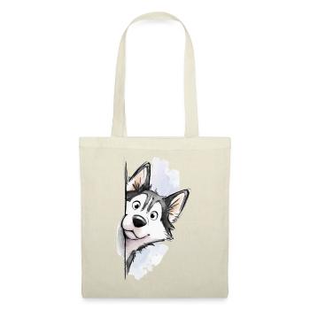 Peekaboo Siberian Husky 🐺🐾 - Stoffbeutel - Natur - Vorne