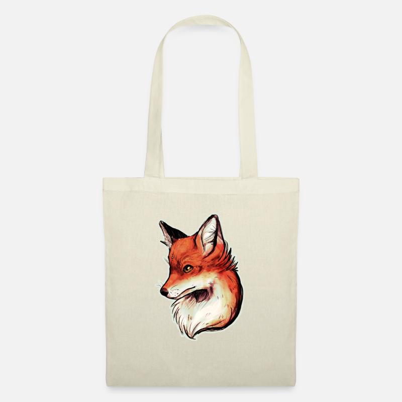 Fuchs Kopf Zeichnung Kunst Fox - Stoffbeutel - Natur