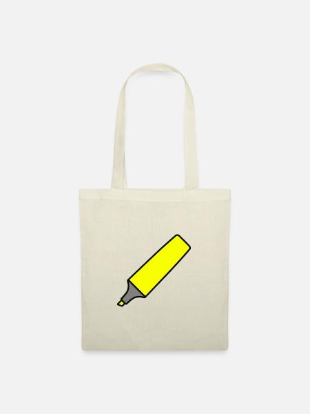 gelber Textmarker - Stoffbeutel - Natur