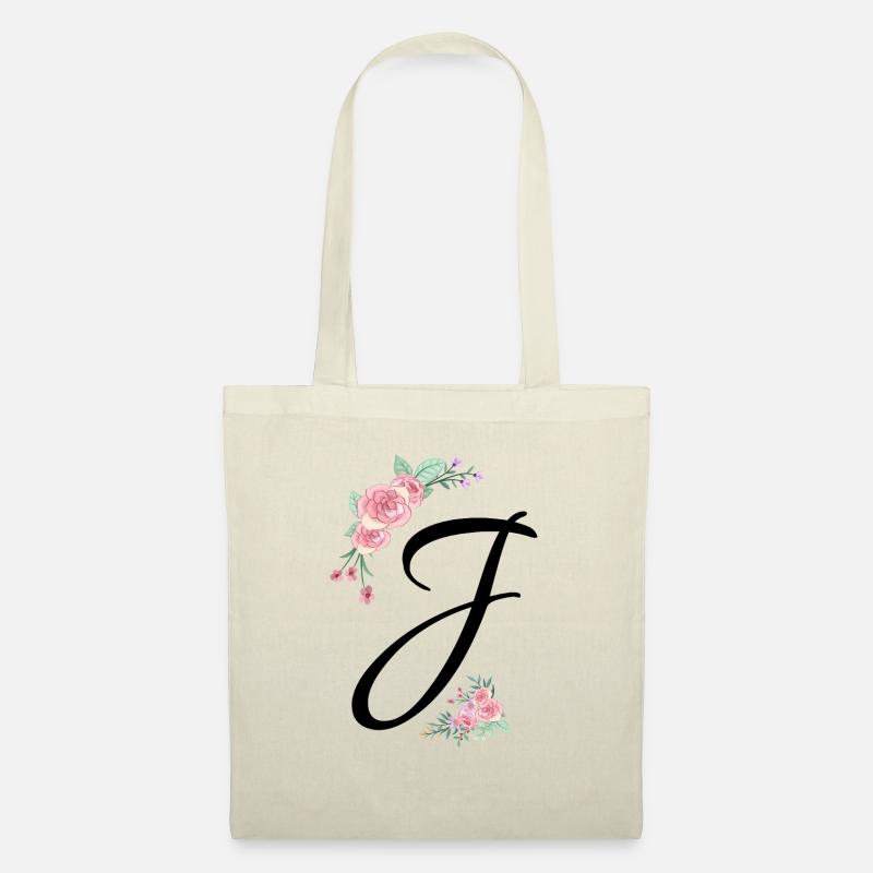 Buchstabe j Blumen - Stoffbeutel - Natur