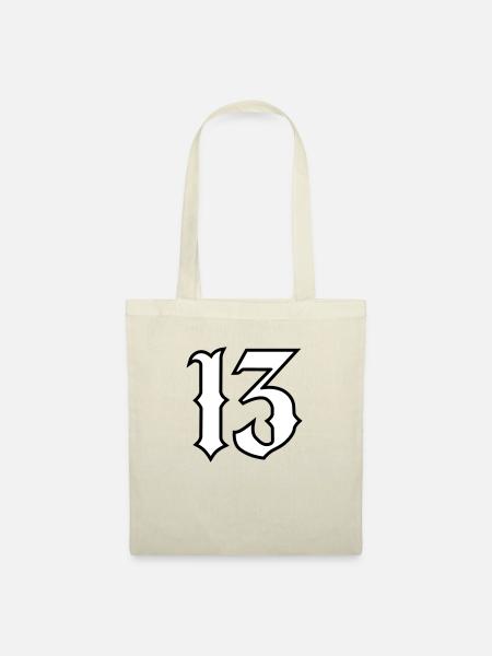 Lucky number 13 - Black Outline - Stoffbeutel - Natur