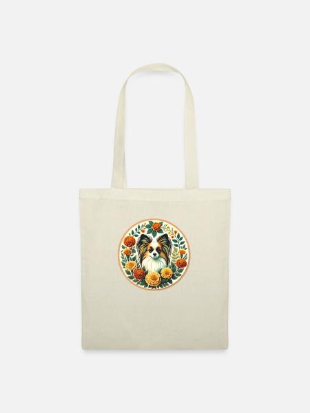 Papillon Hund - Stoffbeutel - Natur