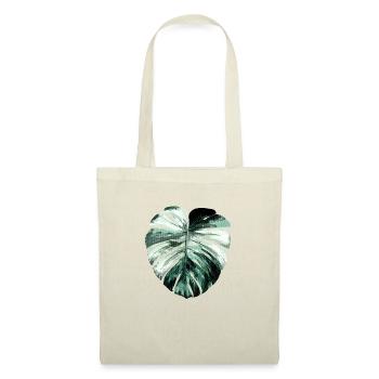 Monstera albo variegata in Petrol - Stoffbeutel - Natur - Vorne