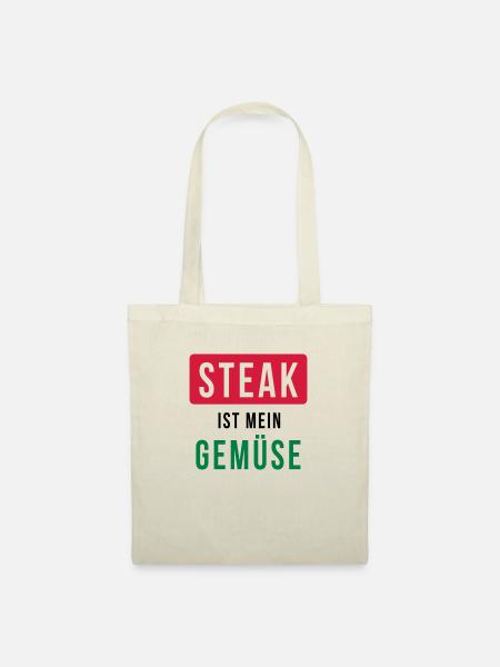 Steak ist mein Gemüse - Grillen - Stoffbeutel - Natur