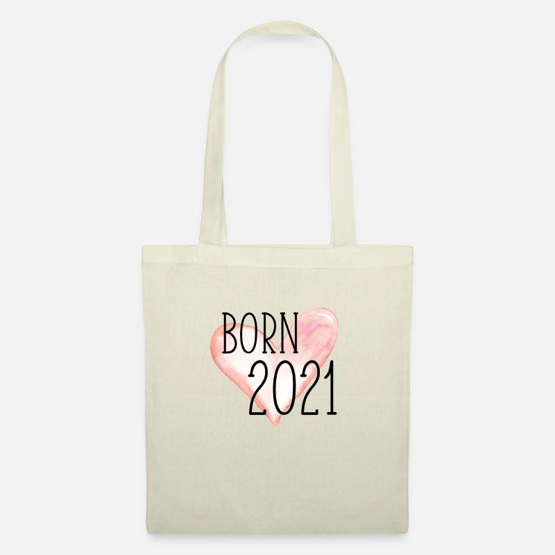 Born 2021 Herz 4 - Stoffbeutel - Natur