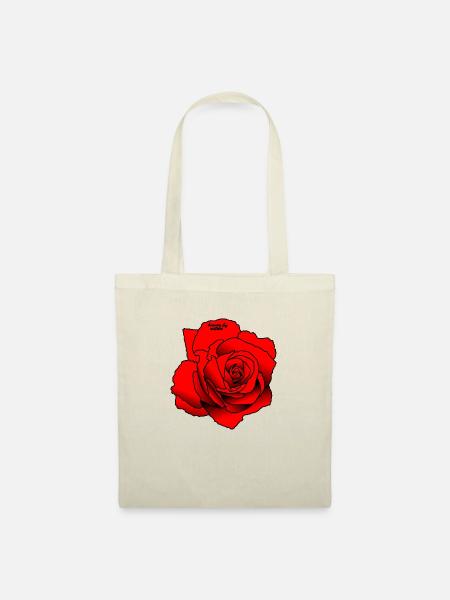 Rote Rose - Stoffbeutel - Natur