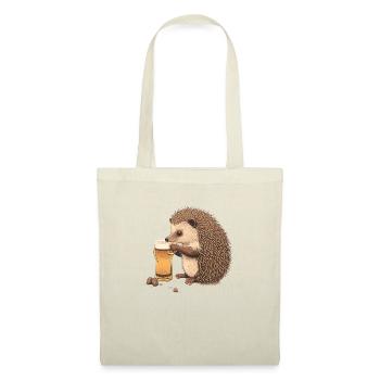 Hérisson mignon avec de la bière - Sac en tissu - nature - Devant